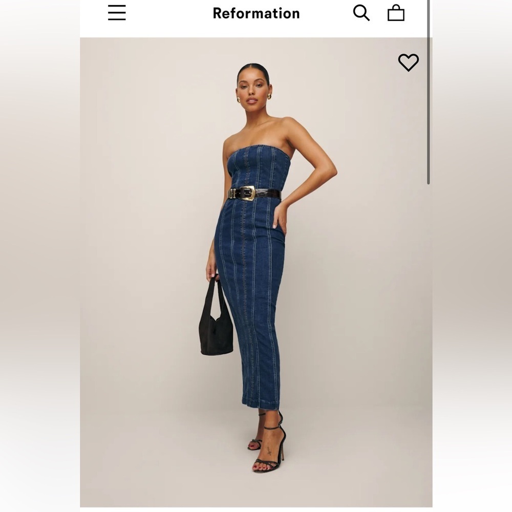 Reformation Anais Strapless Midi Denim Dress NWT